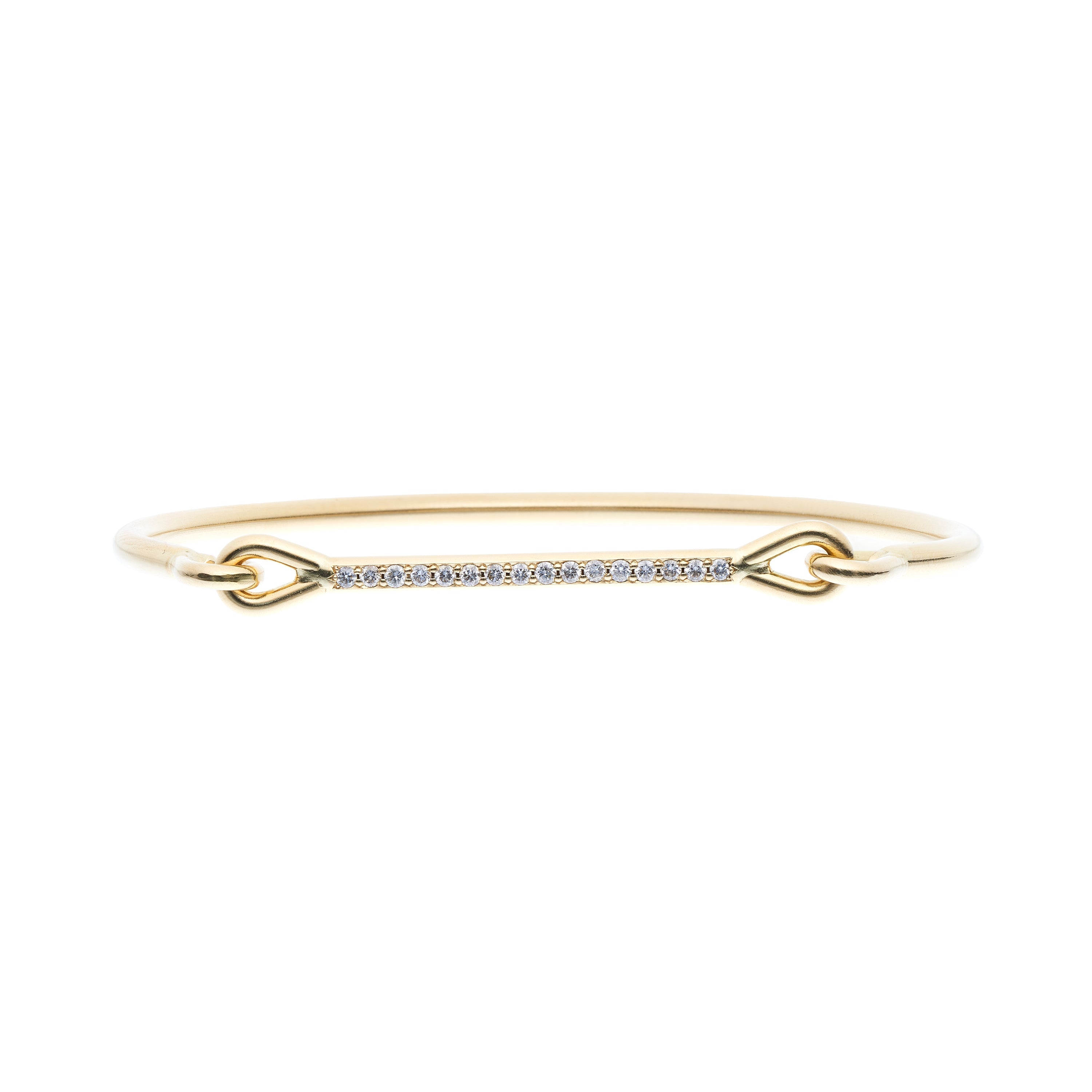 Tura Sugden 18k Yellow Gold Single Line Pave Diamond Needle Eye Cuff Bracelet