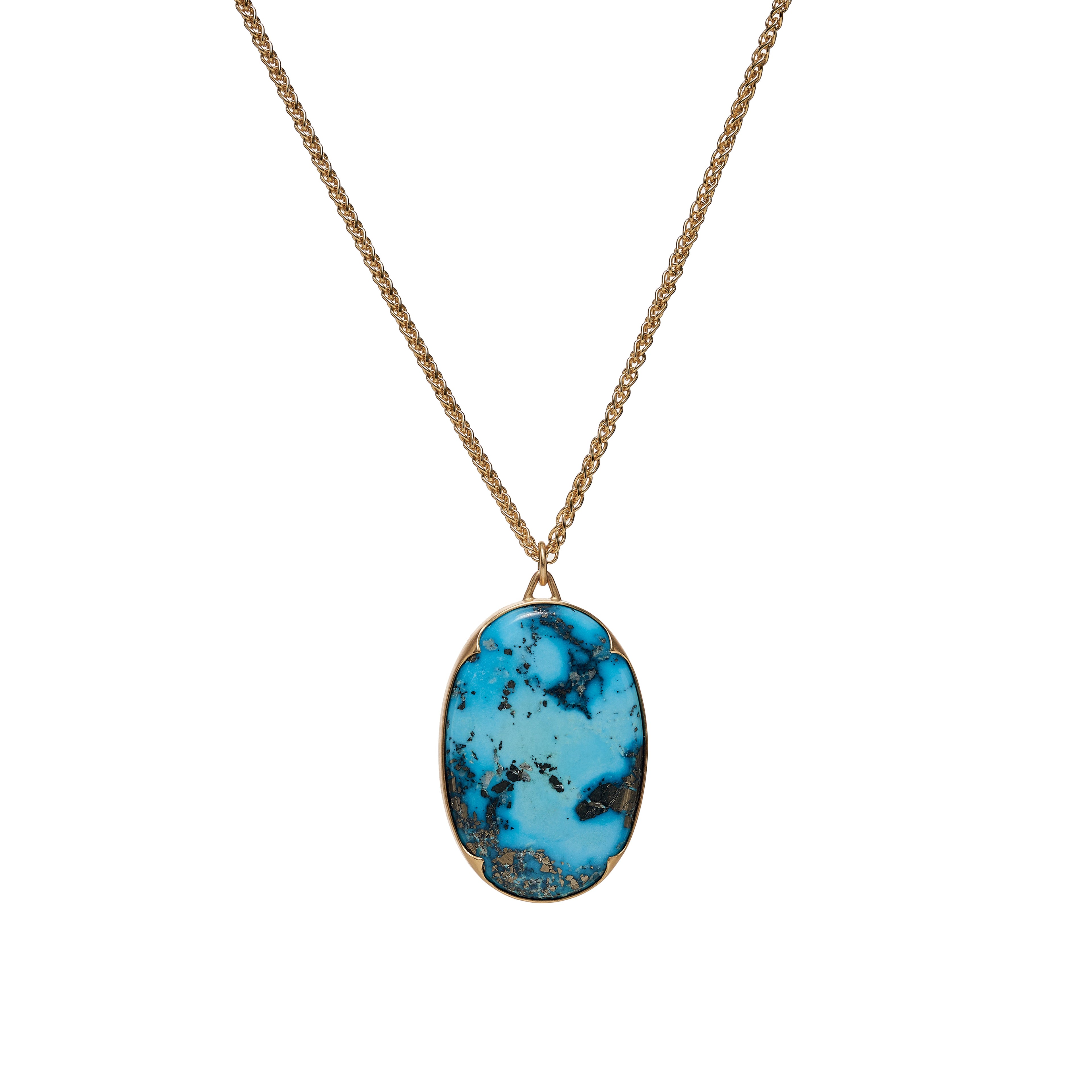 Gabriella Kiss 18k Oval kazakhstani Turquoise Pendant Necklace- 18