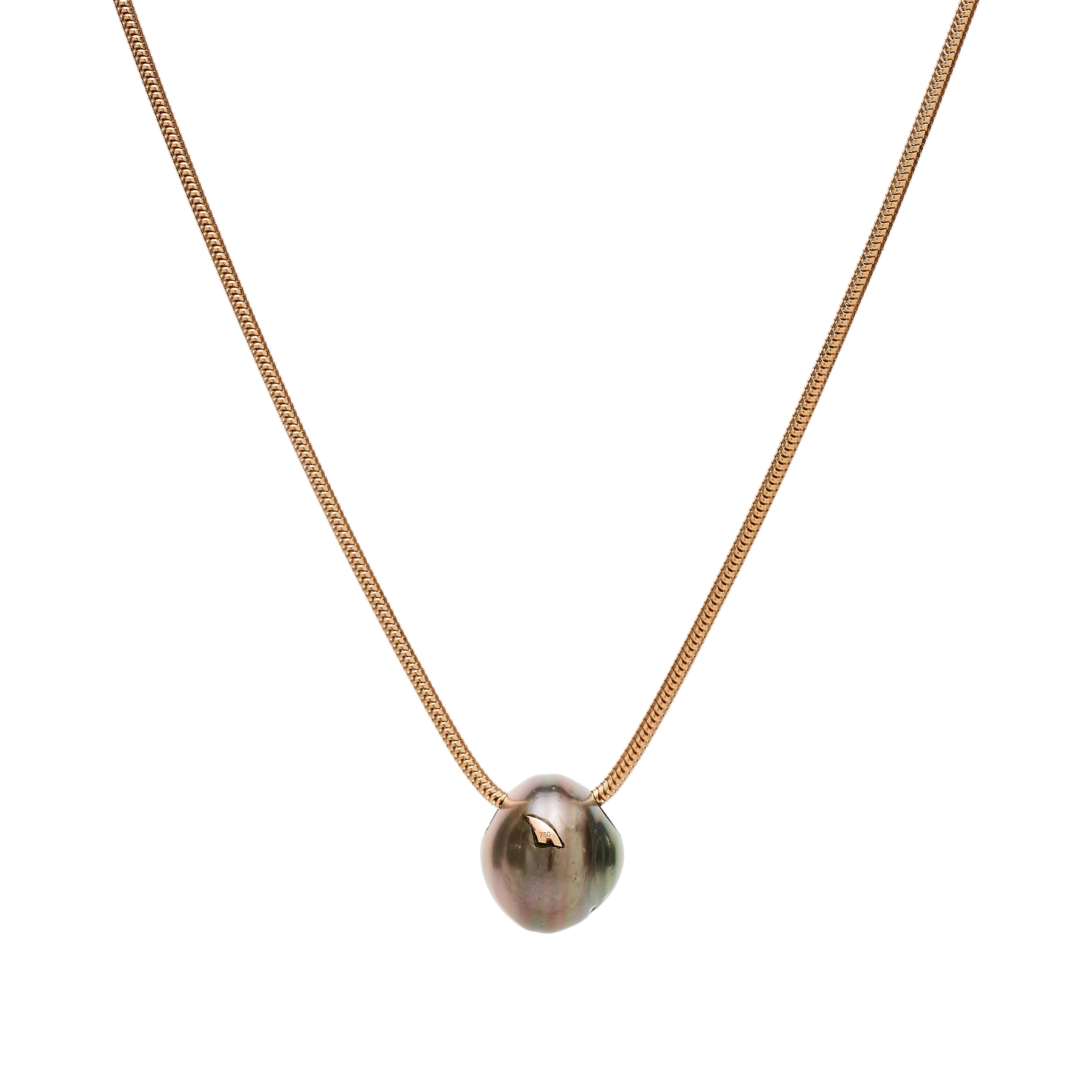 Dezso Grey Pearl Bead Pendant w/ 18k Shark Fin Inlay