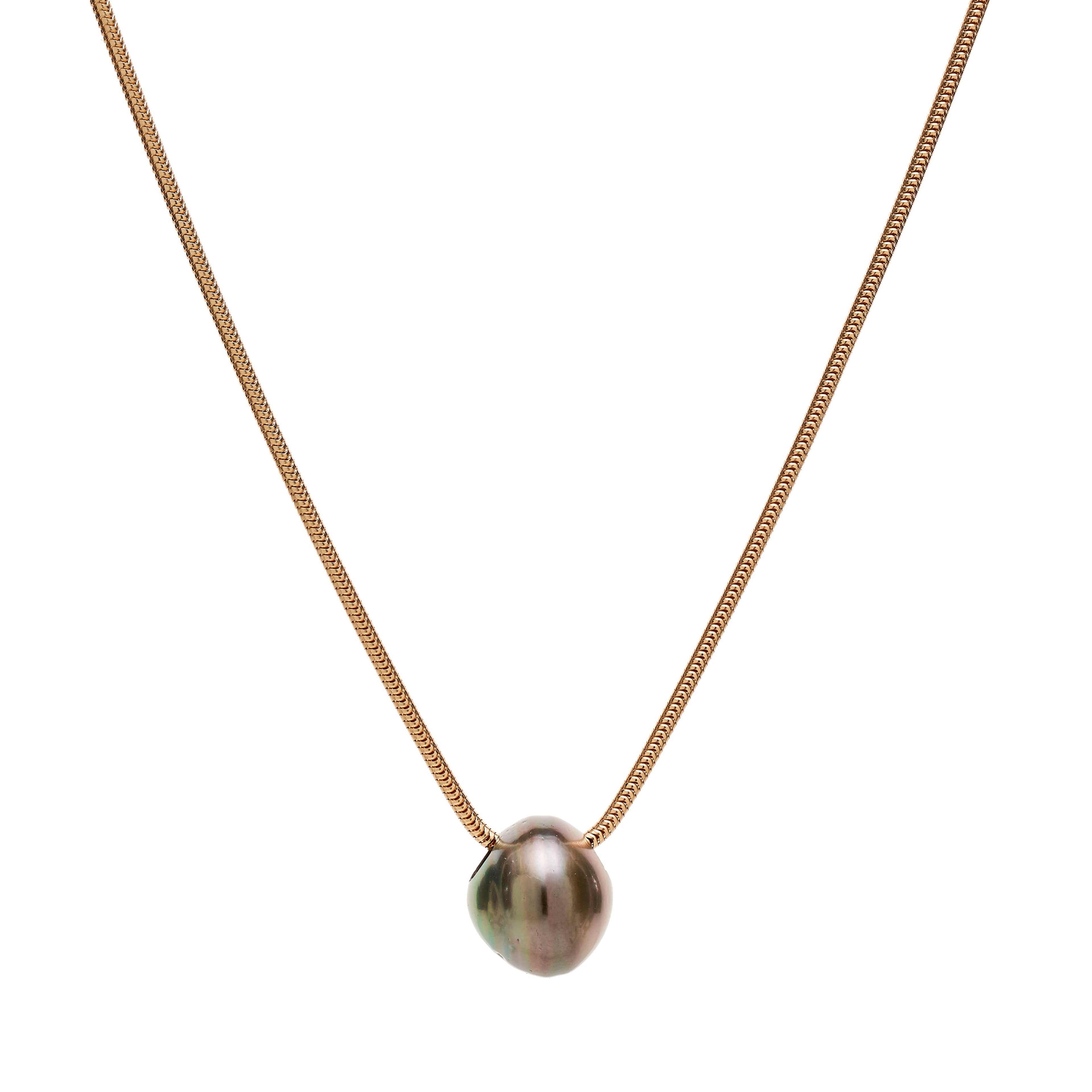 Dezso Grey Pearl Bead Pendant w/ 18k Shark Fin Inlay