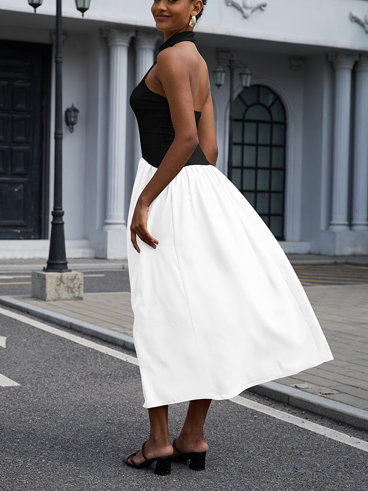 Halter Sleeveless Flowy Maxi Dress