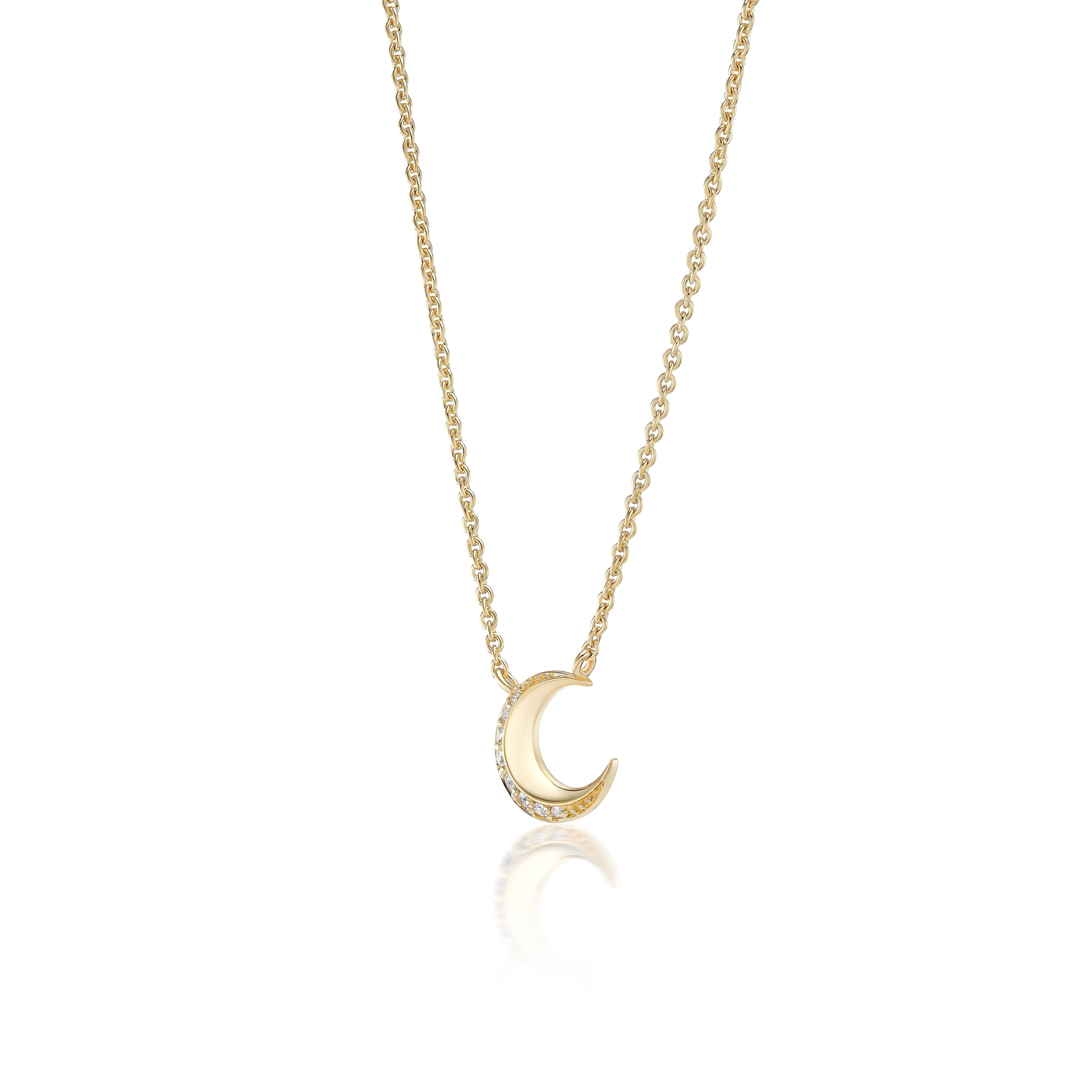 Harwell Godfrey 18k Diamond Tiny Moon Pendant Necklace -16/18
