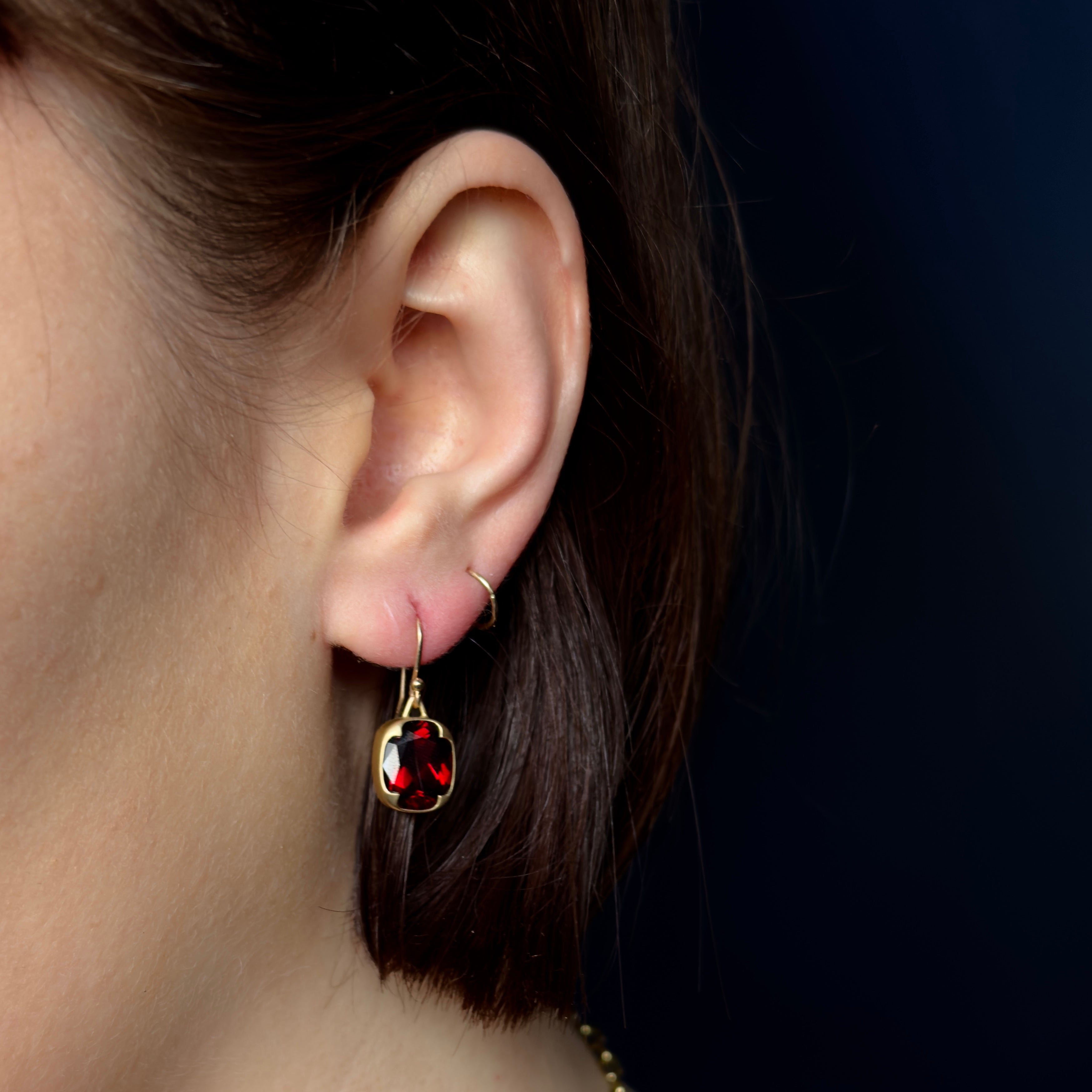 Gabriella Kiss 18k Rectangular Almandine Garnet Earrings- 9.4ct