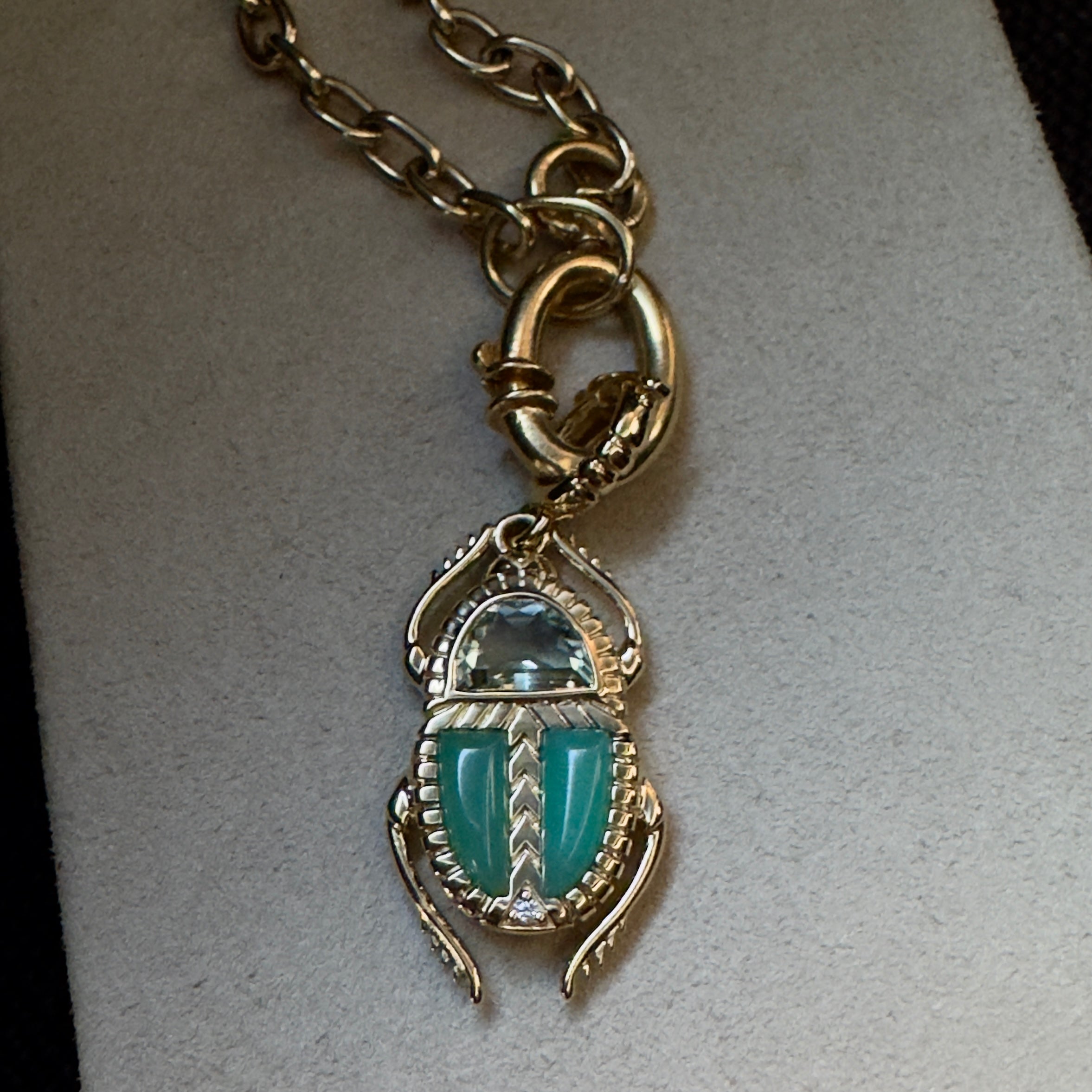 Harwell Godfrey 18k Green Amethyst & Chrysoprase Mini Scarab Pendant