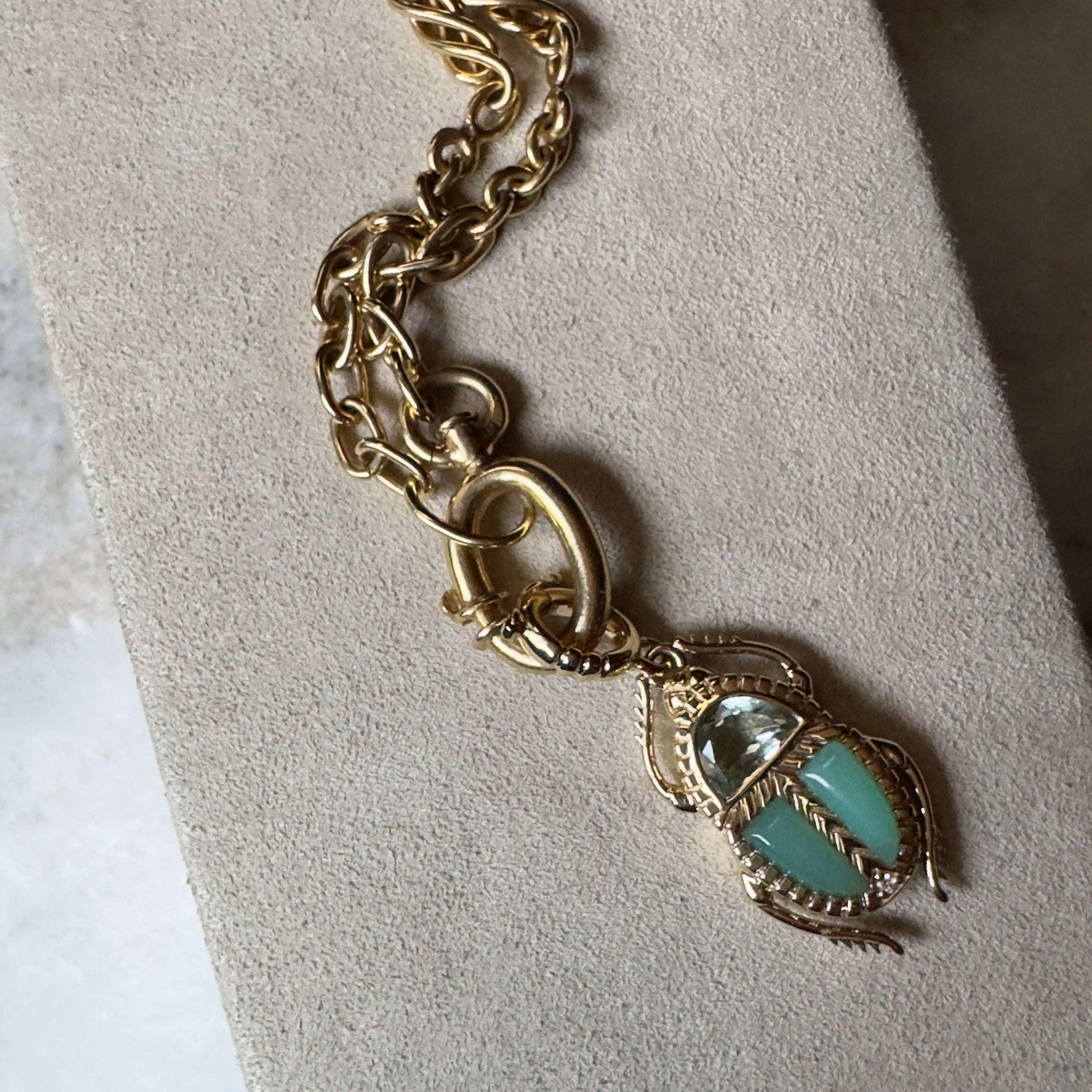 Harwell Godfrey 18k Green Amethyst & Chrysoprase Mini Scarab Pendant