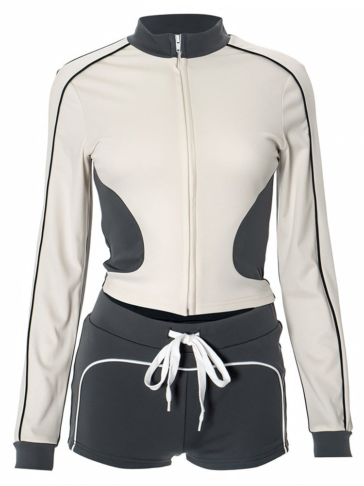 Zip Jacket Shorts Workout Set