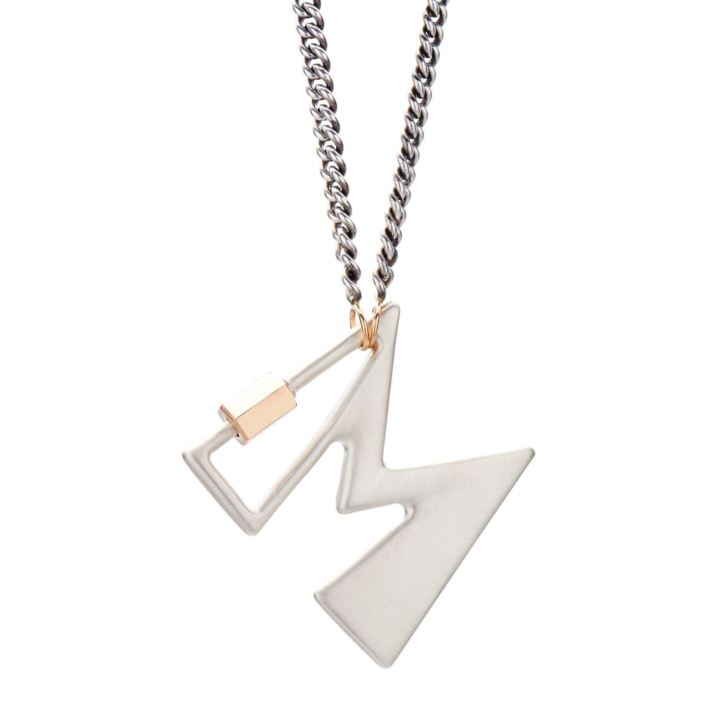 Marla Aaron Silver & 14k Large Letter M Lock