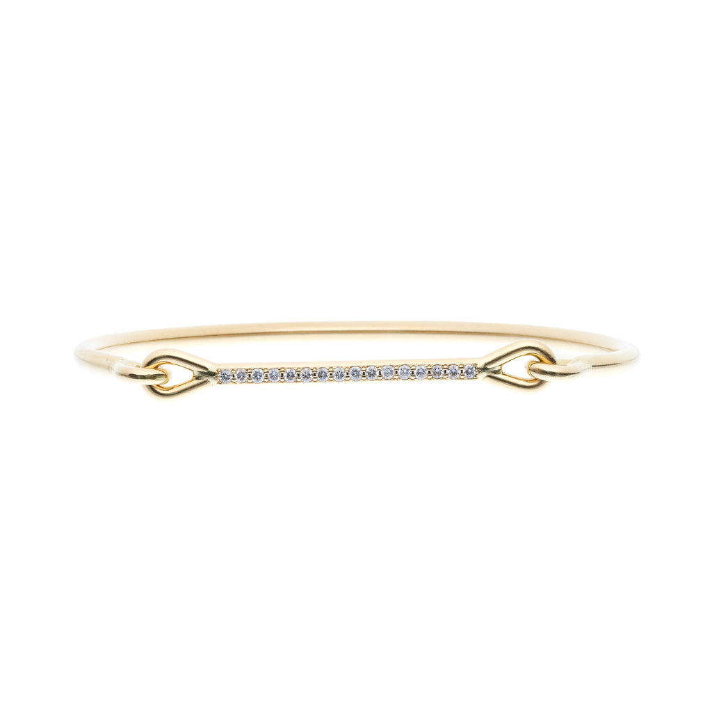 Tura Sugden 18k Yellow Gold Single Line Pave Diamond Needle Eye Cuff Bracelet