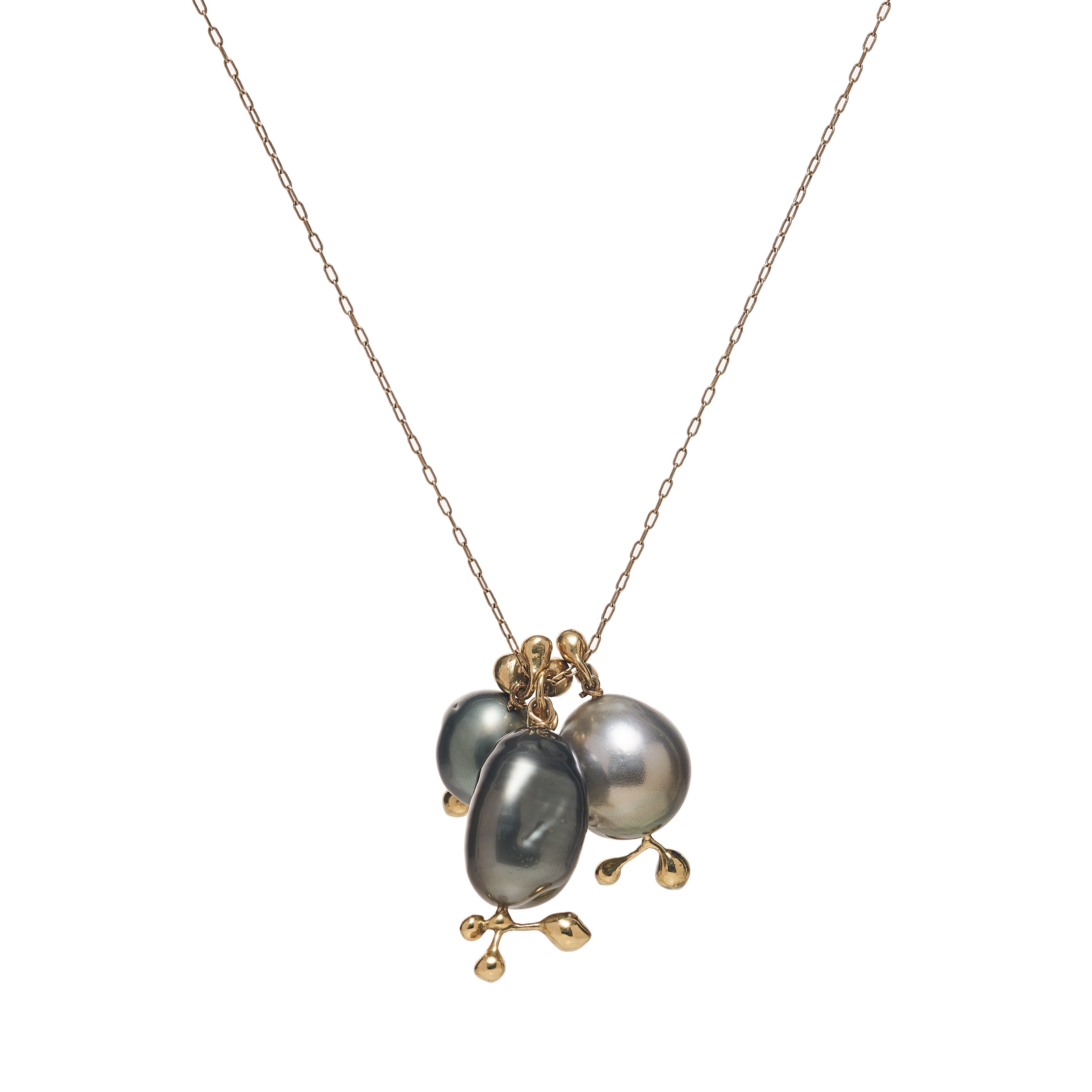 TenThousandThings 18k Tahitian Pearl Charm Necklace- 22