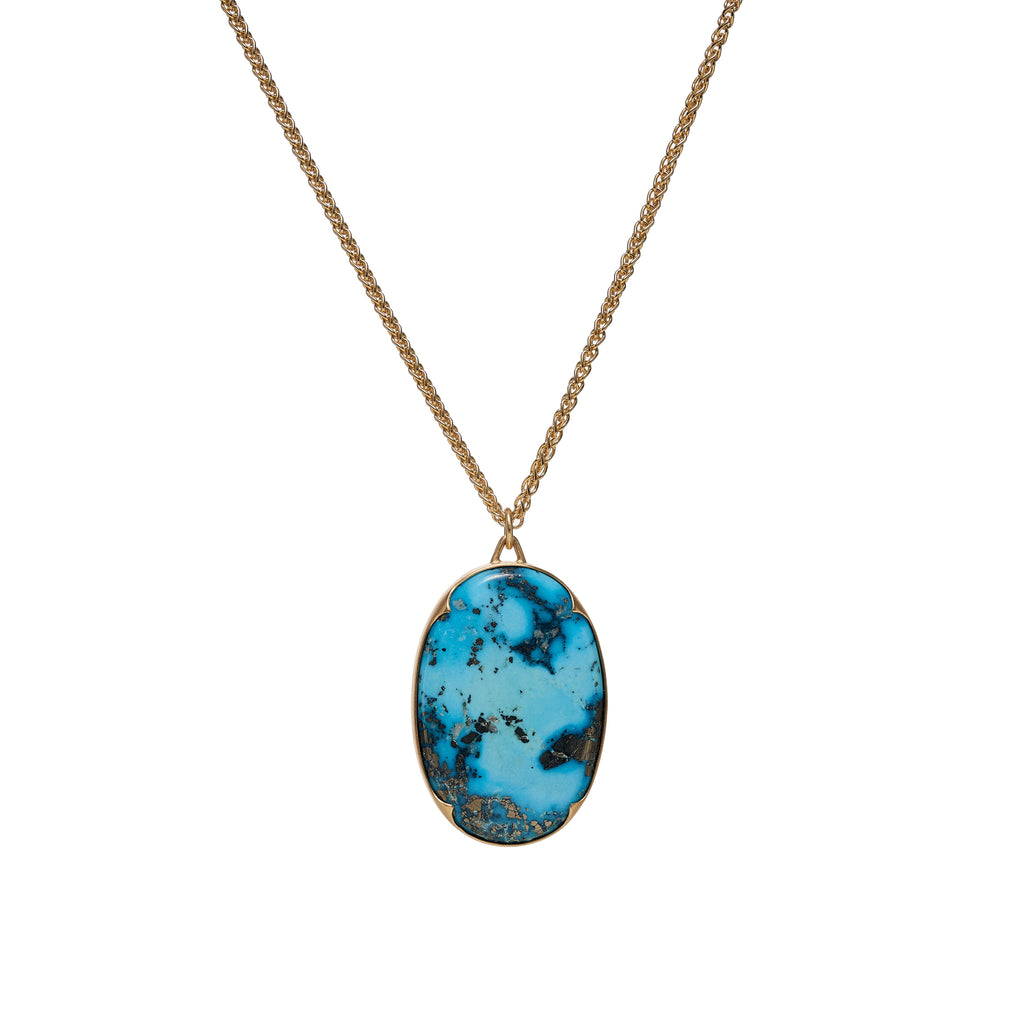 Gabriella Kiss 18k Oval kazakhstani Turquoise Pendant Necklace- 18
