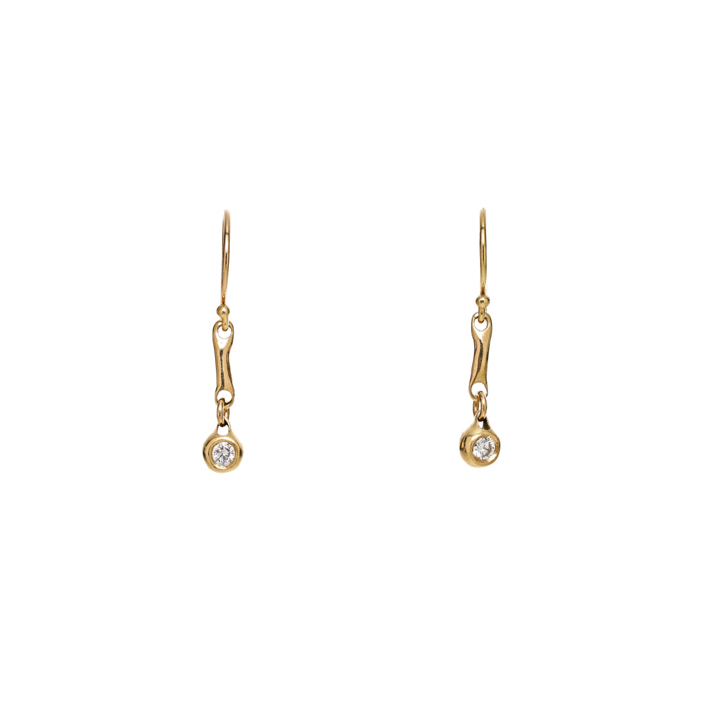 TenThousandThings 18k Tiny Stick & Diamond Pendant Earrings