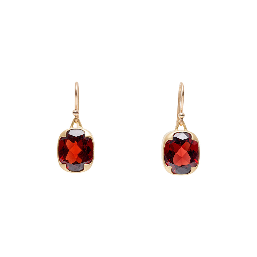 Gabriella Kiss 18k Rectangular Almandine Garnet Earrings- 9.4ct