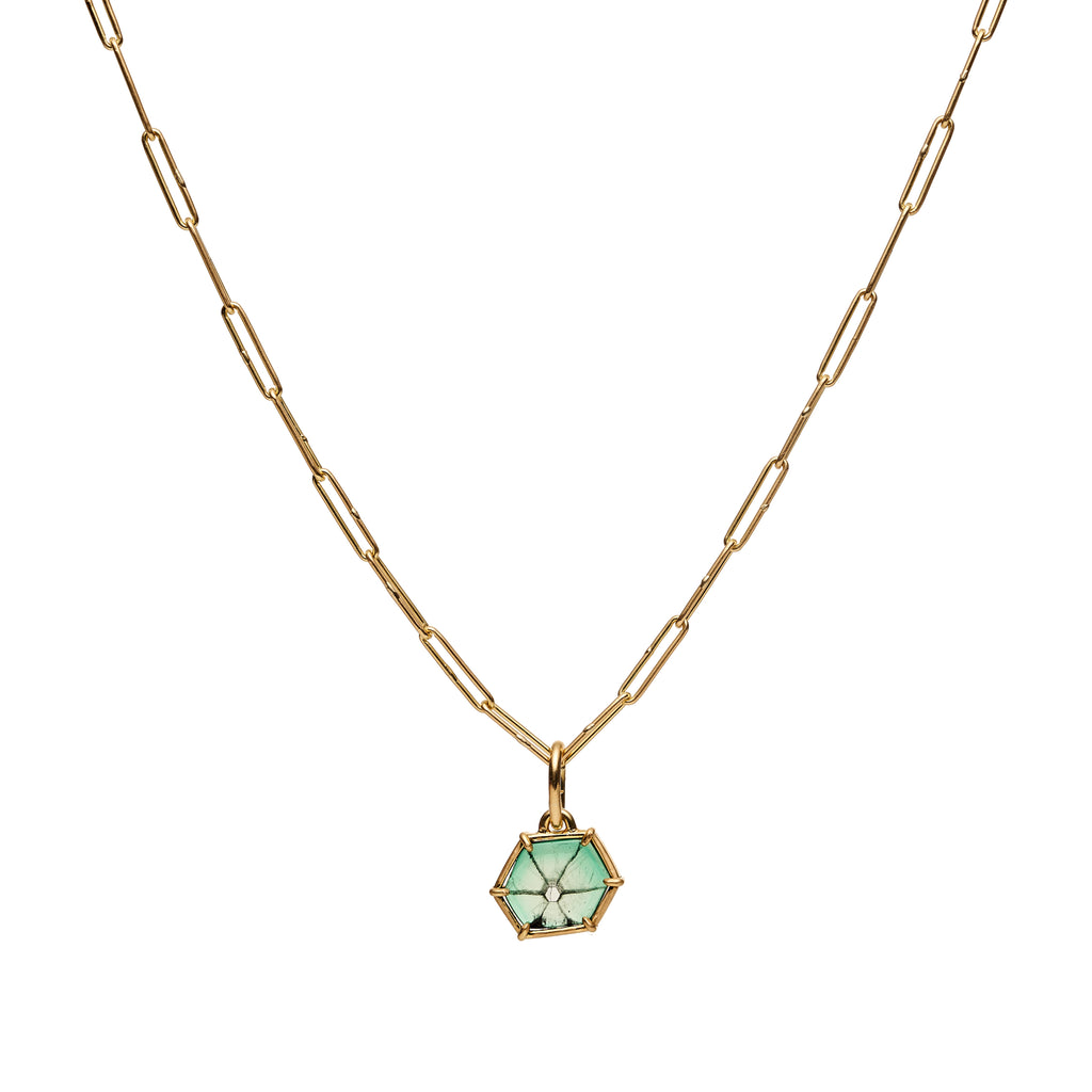 Tura Sugden 18k Colombian Trapiche Emerald Pendant