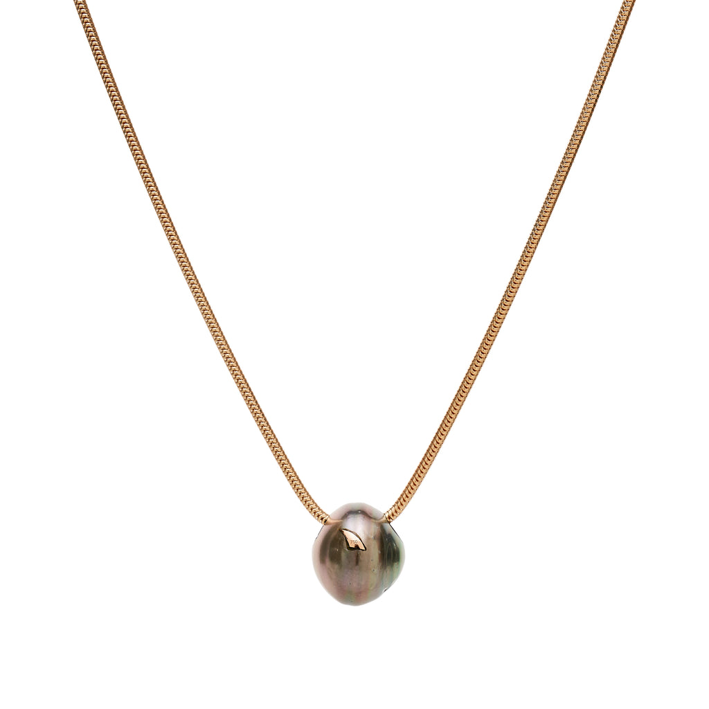 Dezso Grey Pearl Bead Pendant w/ 18k Shark Fin Inlay
