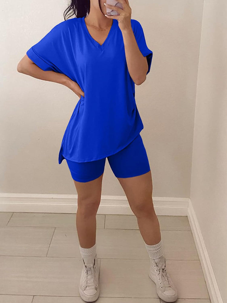 V-neck Split Loose Lounge Set