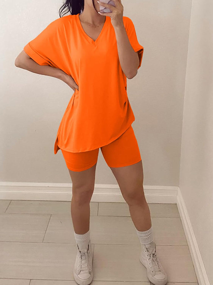 V-neck Split Loose Lounge Set