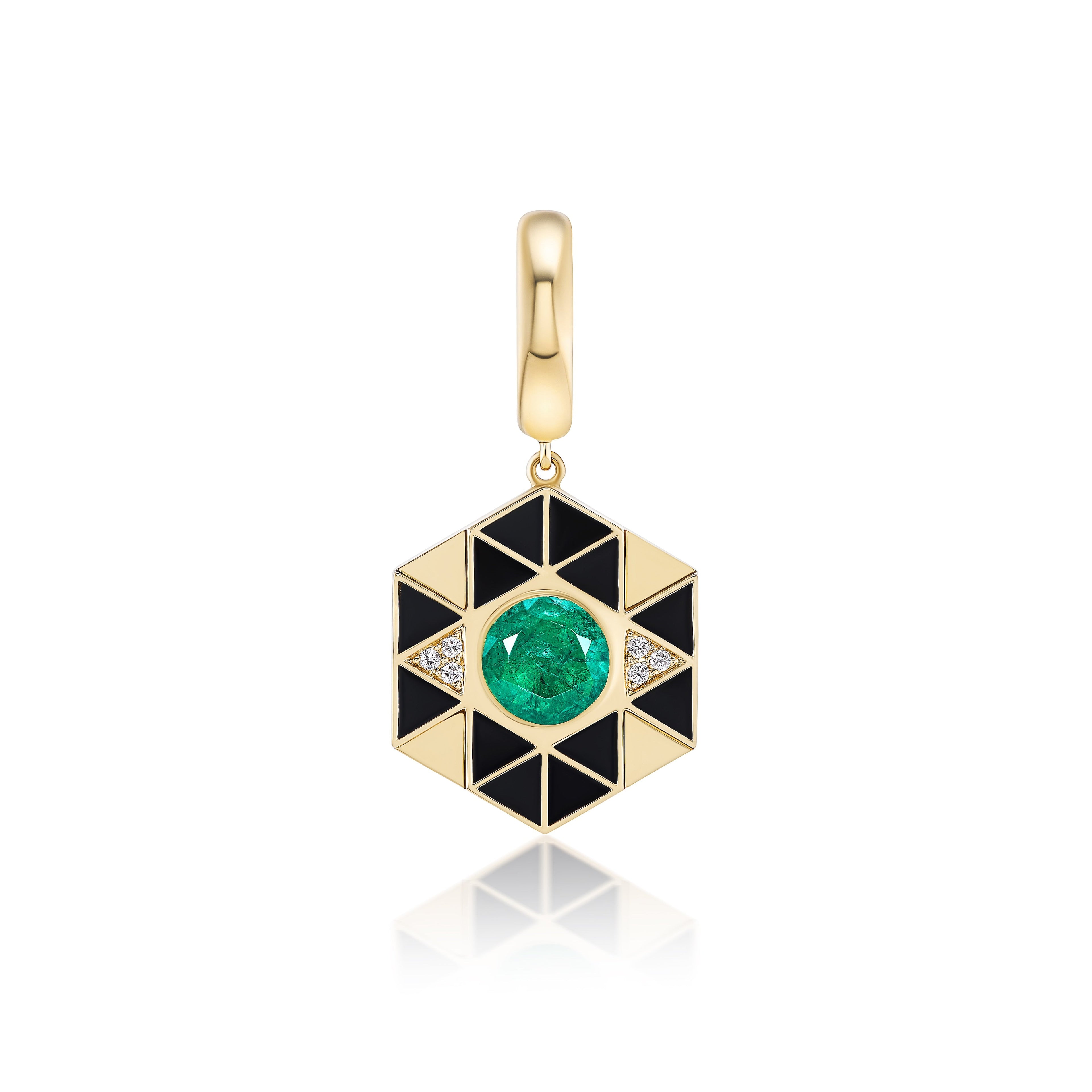 Harwell Godfrey 18k Emerald & Black Onyx Evil Eye Charm Pendant