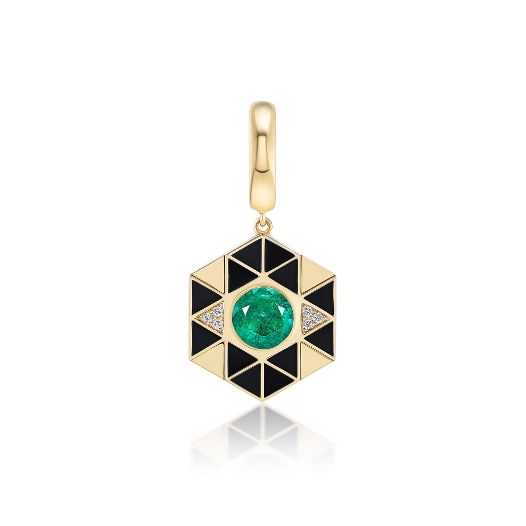 Harwell Godfrey 18k Emerald & Black Onyx Evil Eye Charm Pendant