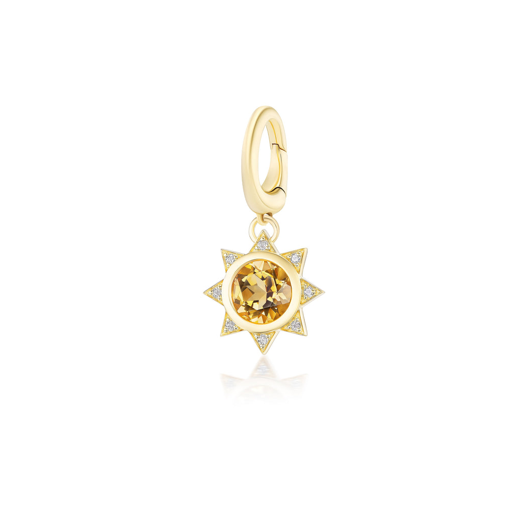 Harwell Godfrey 18k Citrine and Diamond Supernova Sun Charm Pendant