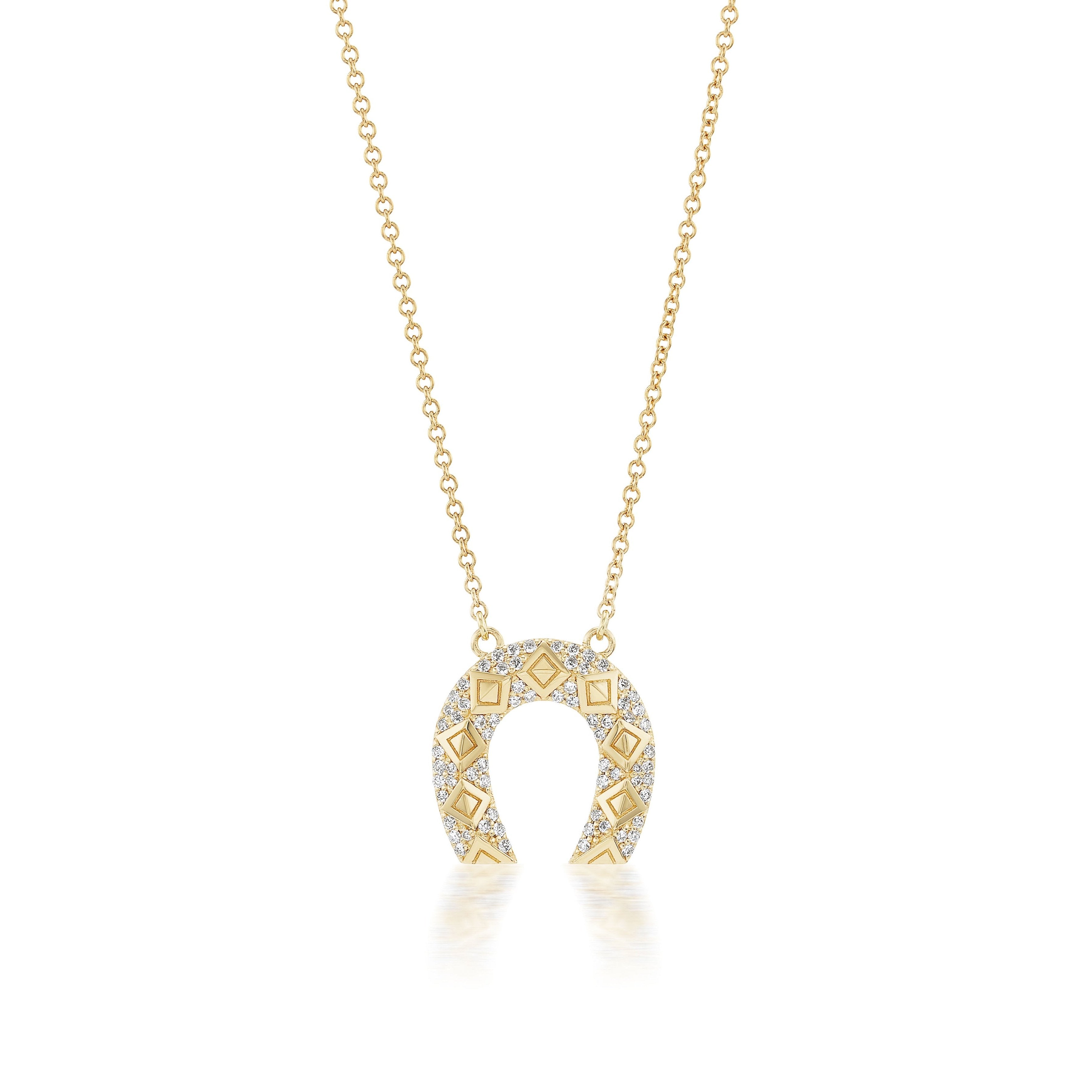 Harwell Godfrey 18k Mini Horseshoe Necklace w/ Diamonds- 16-18