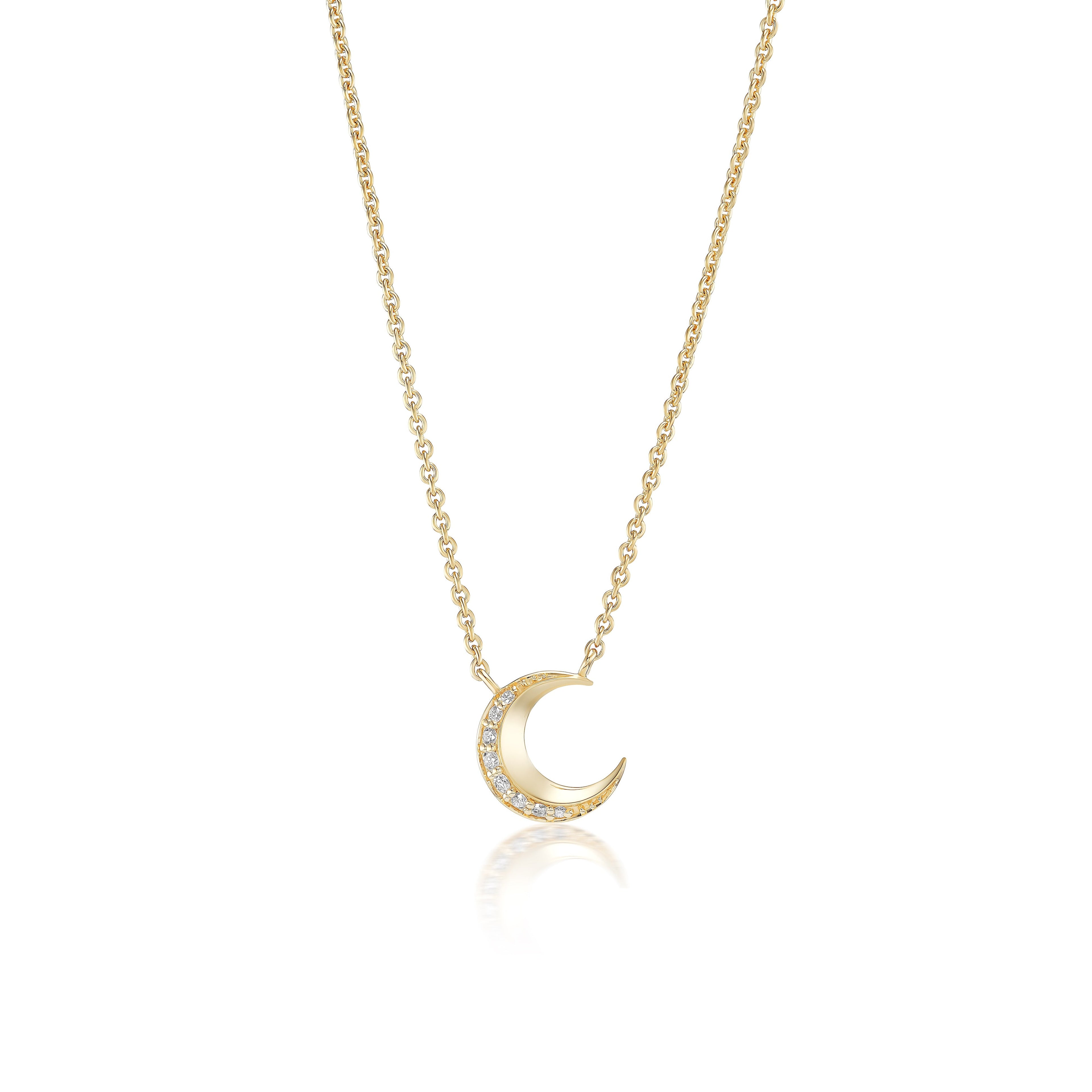 Harwell Godfrey 18k Diamond Tiny Moon Pendant Necklace -16/18