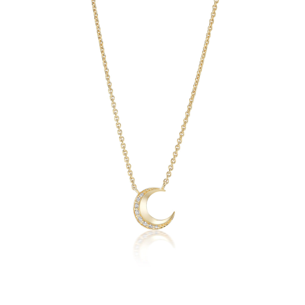 Harwell Godfrey 18k Diamond Tiny Moon Pendant Necklace -16/18