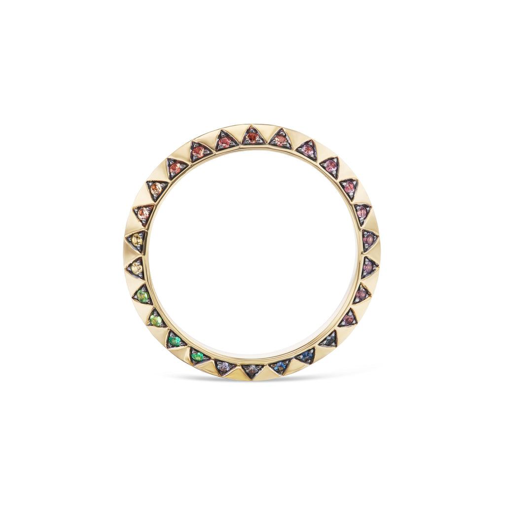 Harwell Godfrey 18k Rainbow Skinny Talisman Band Ring - Blackened