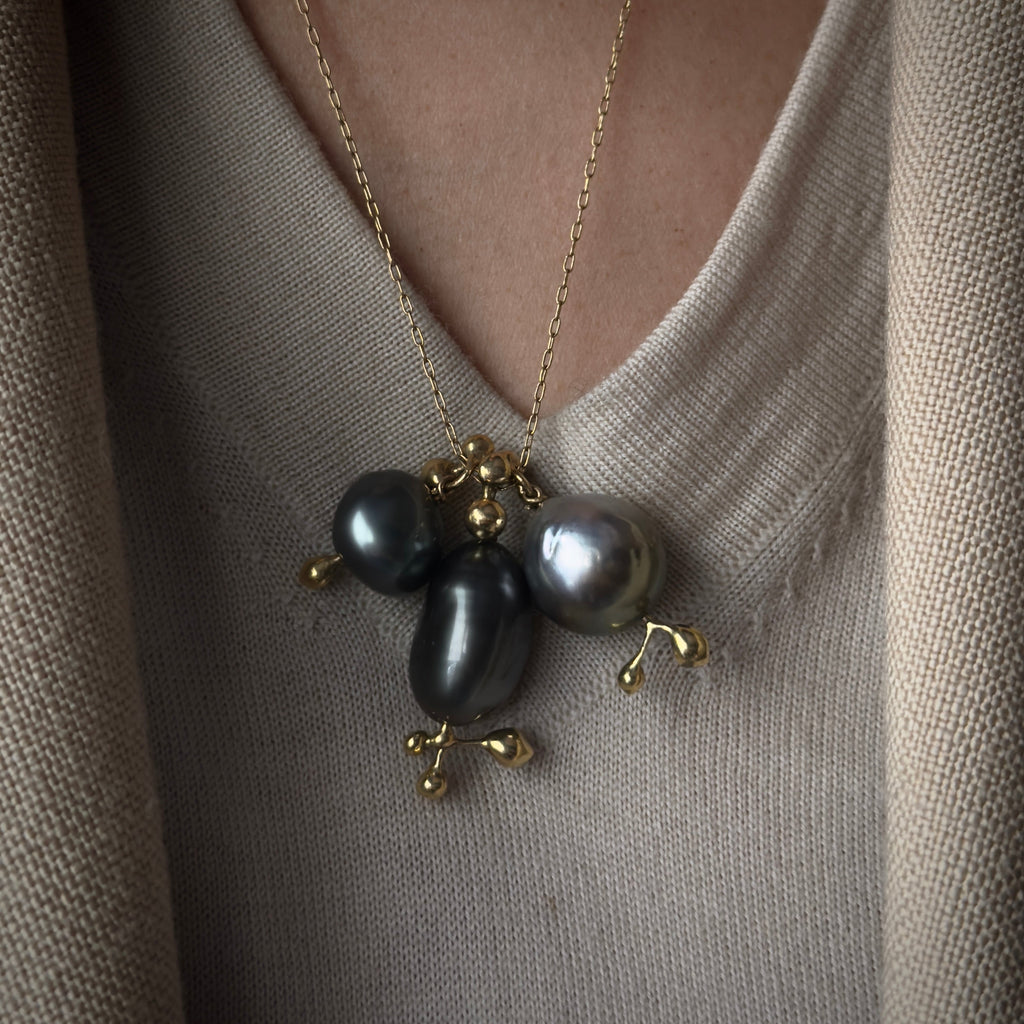 TenThousandThings 18k Tahitian Pearl Charm Necklace- 22