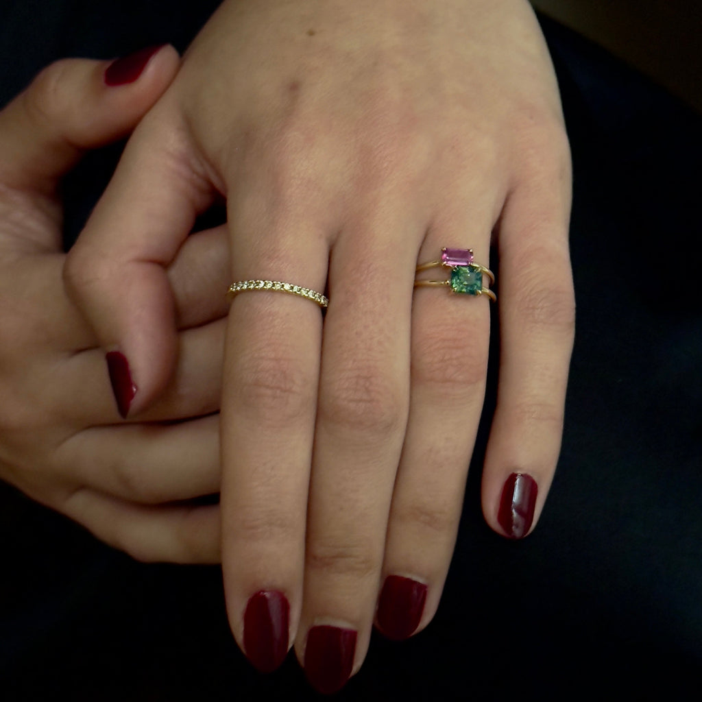 Tura Sugden 18k Yellow Gold Champagne Diamond Half Eternity Band - 1.5 mm