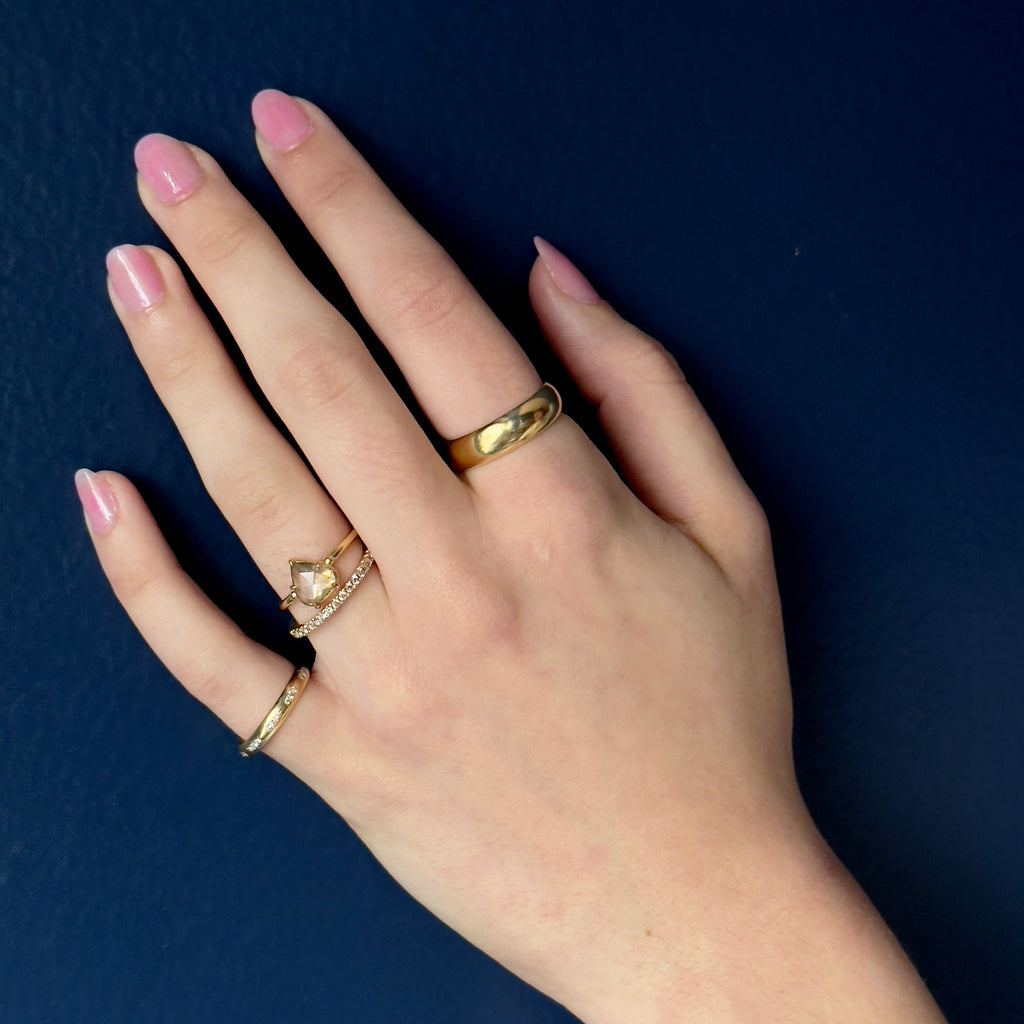 Tura Sugden 18k Yellow Gold Champagne Diamond Half Eternity Band - 1.5 mm