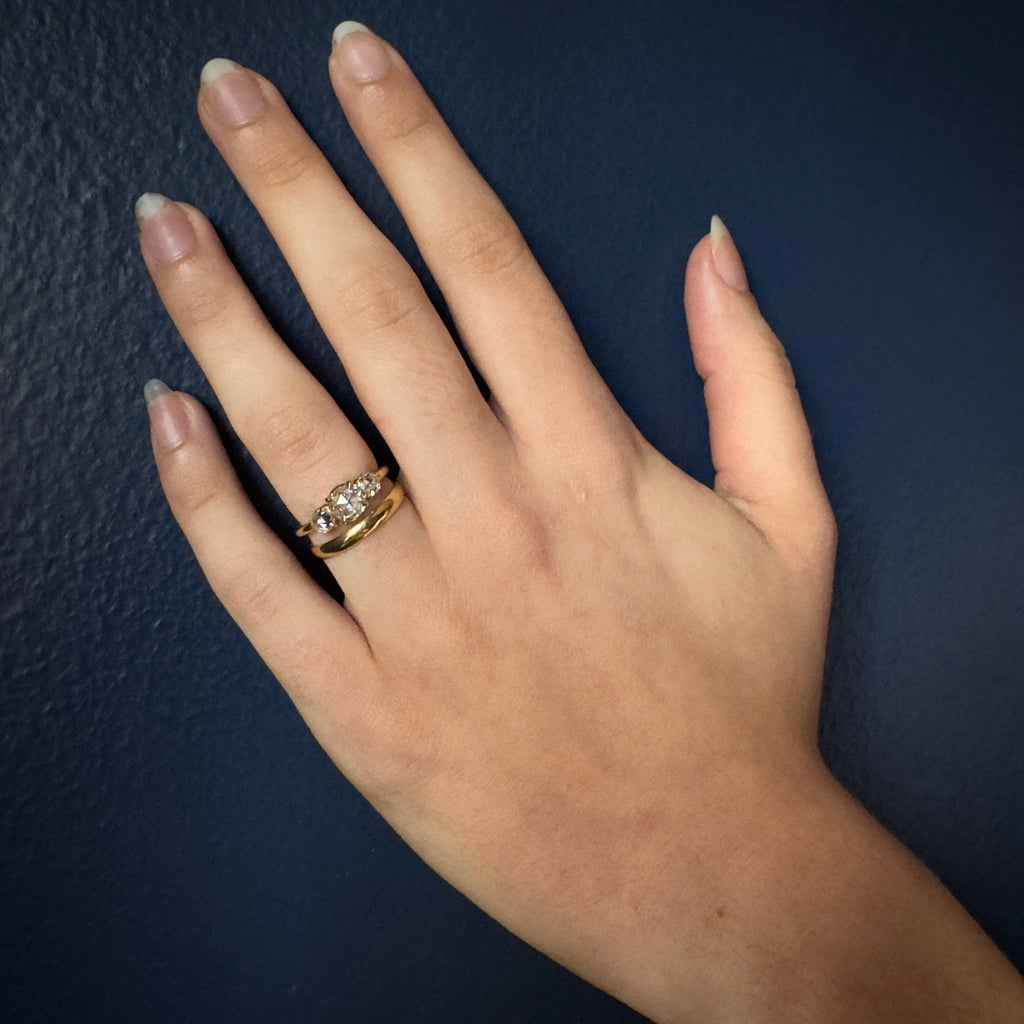 Tura Sugden 18k Rose Nouveau-Cut Three Diamond Ring- 1.01ctw